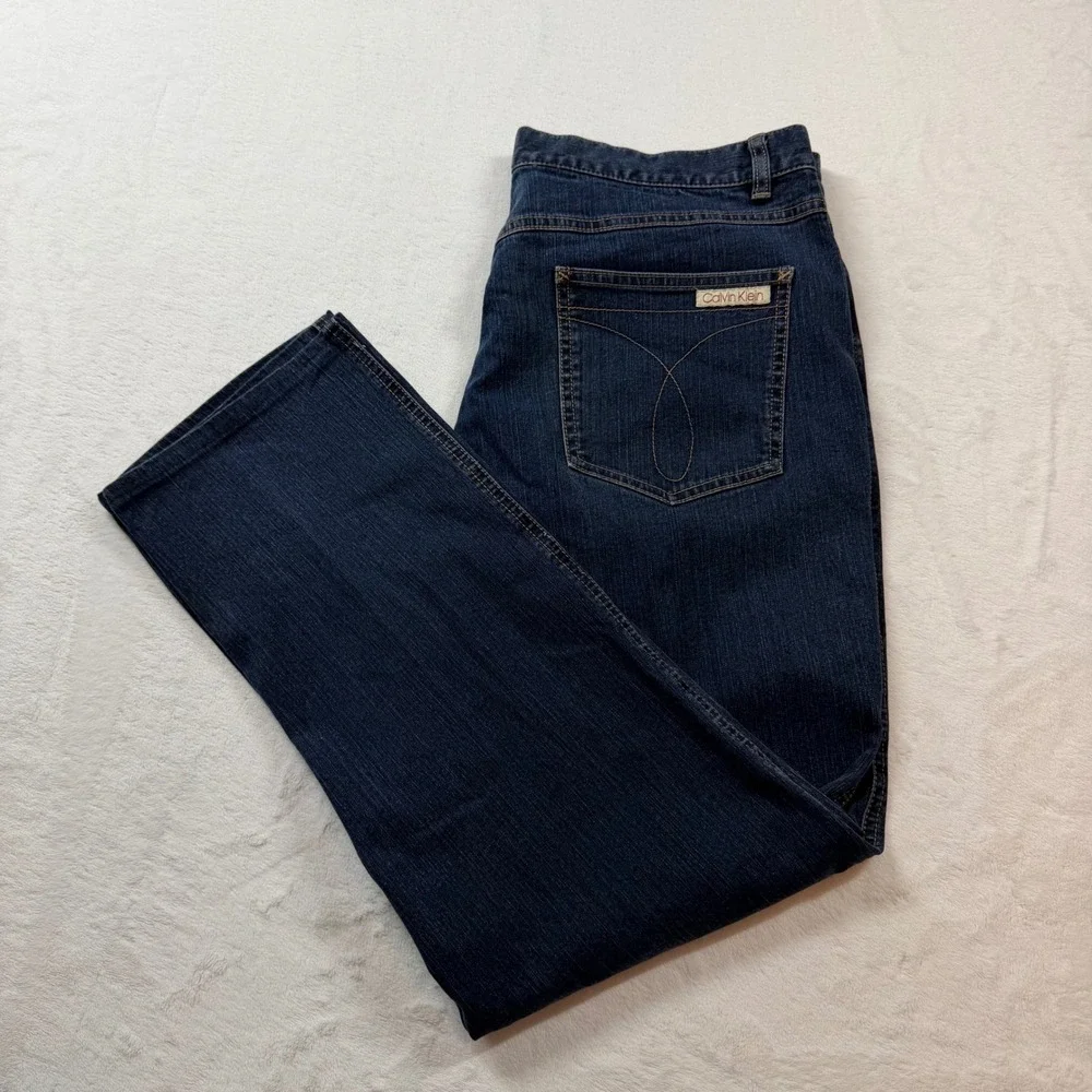 Calvin Klein Jeans Straight Leg Womens 16 Dark Blue Excellent Stretch‎ ZD15J198